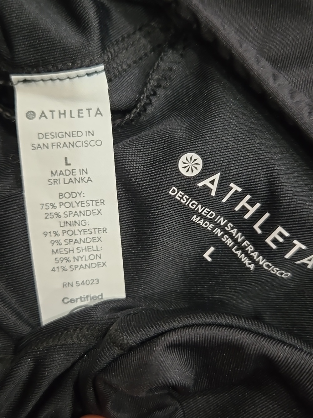 Athleta Cross Train Black One Piece Swimsuit Racerback Zipper Leash Pull Cord L - Picture 12 of 16